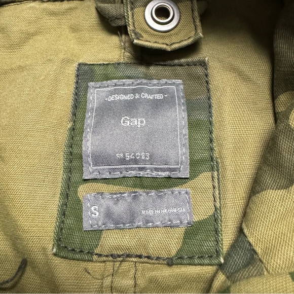 Gap Women’s Long Green Camo Hooded Jacket Drawstring Waist Size: S (No Lining) - Picture 5 of 8